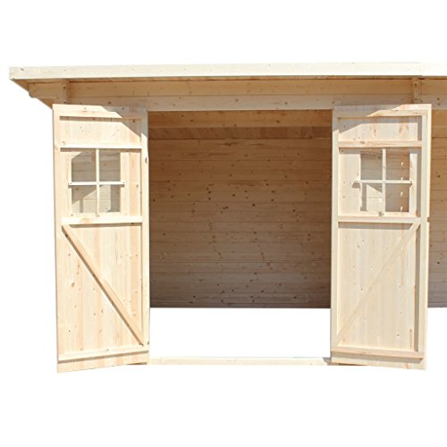 Festnight Abri de Jardin en Rondins Bois Massif 28 mm, 7,3 x 3 m