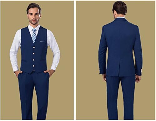 SI PEI Men's Double Breasted 2pc Business Suits Blue S