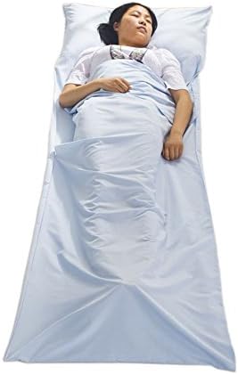 Disconano Single Sleeping Bag Liner,Han Cotton Health Outdoor Travel and Camping Compact Sleep Sack Rectangle Sheet Liner,Best for Travel, Youth Hostels, Picnic, Planes and Trains (Silver, 82"X45")