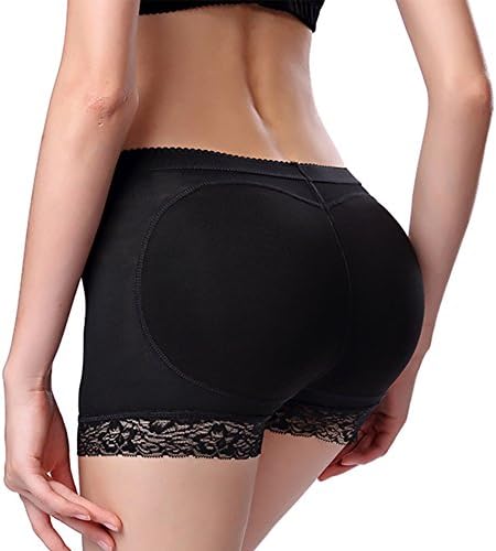 YANXEN Women Lace Padded Seamless Butt Hip Enhancer Shaper Panties Underwear 6 Sizes(Size S,Black)