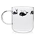 ELITEA Glass Mug with Handle Clear Cute Coffee Mugs Tea Cup with Whale Print 12.2oz