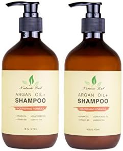 Organic Daily Argan Oil Shampoo 16 oz Bottle With Pump, For all Hair Types, Moisturize and Volumizing Sulfate Free By Nauric Lab (2 Shampoo - 32oz)
