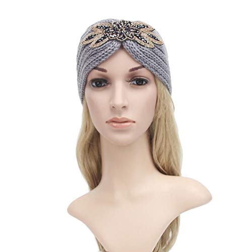 Women Knitted Headband Ear Warmer Stretchy Headwrap Head Wrap Hair Band Turban for Cold Whether by BCDshop (Grey)