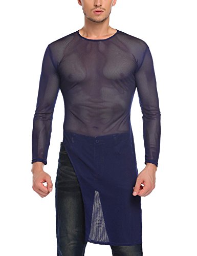 Coofandy men s christmas sexy see through long sleeve mesh clubwe…
