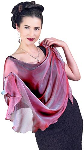 Lena Moro TRIANGULAR SHAWLS Purple, Pink 100% Silk Iridescent Chiffon