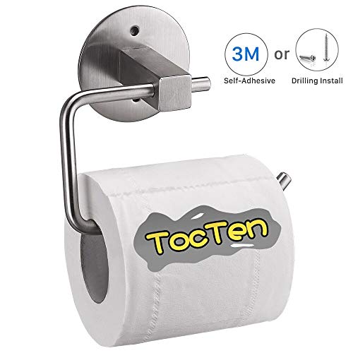 TocTen Toilet Paper Holder, Self Adhesive or Drilling 304 Stainless