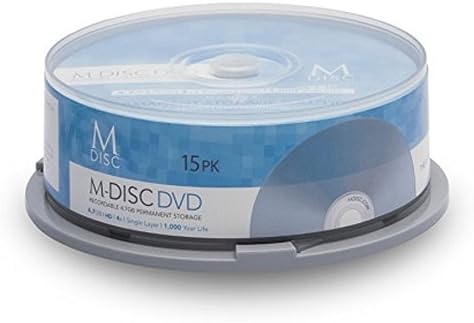15 Pack Millenniata M-Disc DVD 4.7GB 4X HD 1000 Year Permanent Data Archival/Backup Blank Media Recordable Disc
