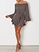 VintageRose Womens Off Shoulder Flared Drop Hem Tied Casual Dress, A-dark Grey, Small