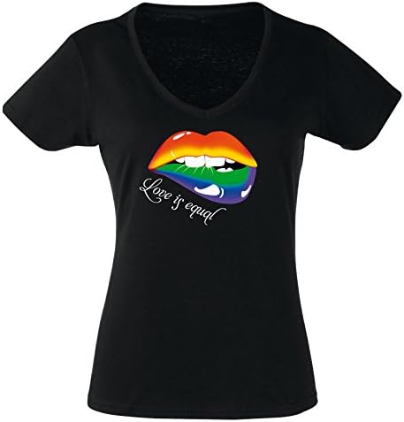 T-Shirt Rainbow Collection 4 - Love is equal -- Kiss Kiss Womens black XL