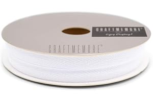 CRAFTMEMORE 1/2 Inch Twill Tape Fabric Ribbons Webbing Herringbone Twill Bias Binding Tape for Clothes Sewing Craft Trim Lace 36 Yards (MP1 White)