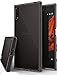Ringke Fusion Compatible with Xperia XZ, XZs Case Streamlined Fit Attached Dust Cap Impact Resistant/Drop Protection Ultimate Durable PC Back Flexible TPU Bumper Cover - Smoke Black