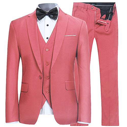 YFFUSHI Men's Slim Fit 3 Piece Suit One Button
