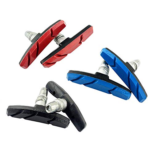 Tfwadmx Mountain Bike Brake Pads V-Brake Pads Set 70 mm Durable Rubber No Noise No Skid Fixed Gear Bicycle v Brake Shoes Blocks Cycling 3pairs(Red+Black+Blue)