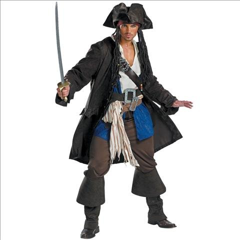 Disguise Men's Capt Jack Sparrow Prestige Premium - Adult Costume
