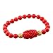 FOY-MALL Starfish Flowers Charm 8mm Cinnabar Beads Stretch Bracelet E1432