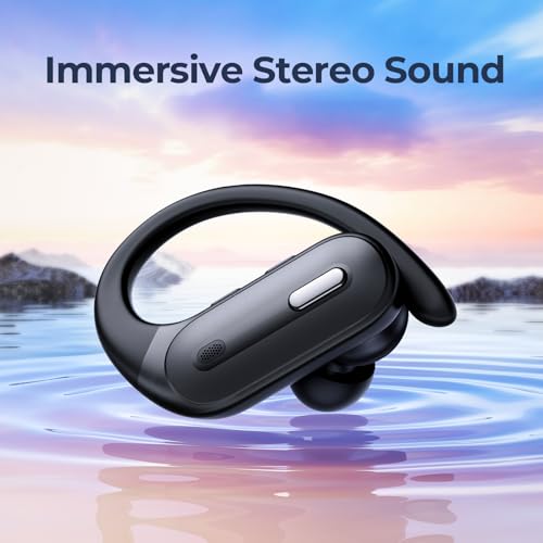 GNMN Active Noise Cancelling Ear Buds Wireless Earbuds Bluetooth 5.3 Headphones 90H Playtime Power Display Case Hi-Fi Stereo Bass Over-Ear Earphones with Waterproof ANC Transparency for Gym/Workout