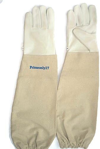 Primeonly27 Goat skin leather gloves with canvas cuff (Medium)