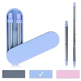 Reusable Straws Stainless Steel Metal - Telescopic Long Drinking Straw that is Portable, Collapsible, Retractable and Creates Zero Waste - Travel Case & Cleaning Tool Included (Baby Blue)