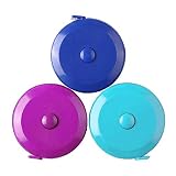3 Pack Tape Measure 150 cm 60 Inch Push Button Tape Body Measuring Soft Retractable for Sewing Double-Sided Tailor Cloth Ruler (Blue Purple Sky Blue) by BUSHIBU