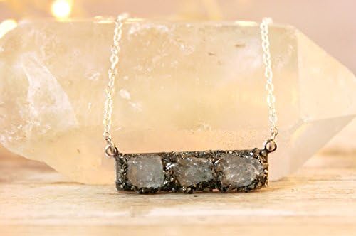 Raw Rough Aquamarine Birthstone Gemstone Necklace Jewelry