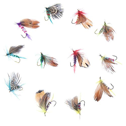 12pcs Fly Fishing Lures Artificial Bait Trout Fly Fishing Hooks Tackle without Case Box