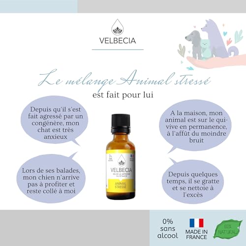 Velbecia Stressed Animal 50 ml + 1 Free Flower Elixirs Without Alcohol – Dr. Bach's Method – Fear, Anxiety Behaviour, Anxiety Behaviour, Anxiety, Anxiety, Nervousness, Dog, Cat, Horse