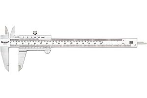 Starrett Vernier Caliper with Hardened Stainless Steel Depth Rod, Lock Screw and Sharp, Black Graduation - Metric, English, 0-6" Range, .001" Graduation - 125MEA-6/150