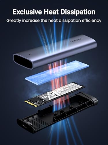 UGREEN M.2 NVME Enclosure, 10Gbps M.2 SSD Enclosure to USB Adapter/Reader, USB C 3.2 Gen2, Tool-Free External PCI-E SSD Case Supports M and B&M Keys and Size 2230/2242 /2260/2280