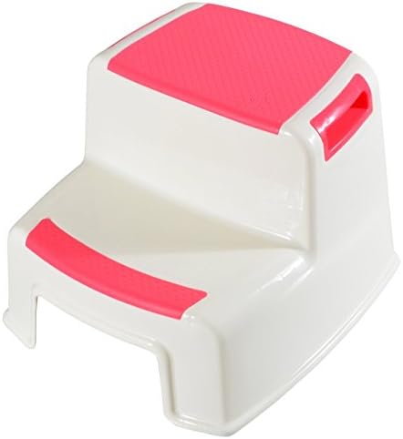 Dual Height Two Step Stool For Kids, Toddler's &amp; Adults Non-Slip and Safety (Red)