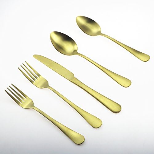 JANKNG20-Piece 18/10 high-class Stainless Steel Flatware Set Matte Gold, Service for 4