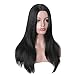 MISSWIG Natural Long Straight Synthetic Black Wig Heat Resistant Wigs for Women Party Wear 21 Inches