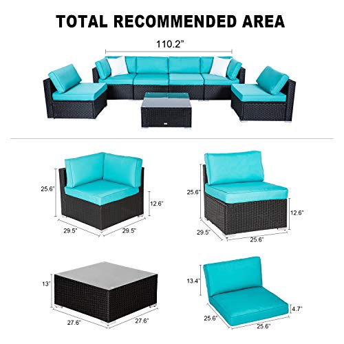 Kinsunny Peach Tree 7 PCs Outdoor Patio Furniture Sets PE Rattan Wicker