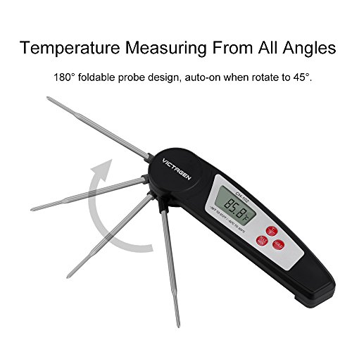 Victagen Instant Reading Thermometer Super Fast Digital Electronic Food Thermometer Cooking Meat Thermometer with Collapsible Internal Probe for Kitchen Cooking BBQ Grill Smoker Candy Outdoor