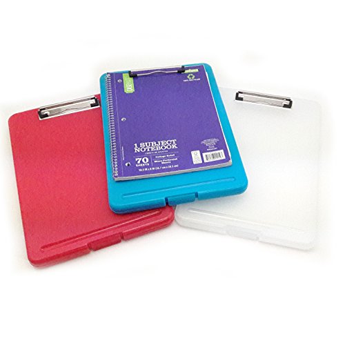 3PC Letter Size Plastic Storage Clipboard with Built-in Pen Holder (Set)