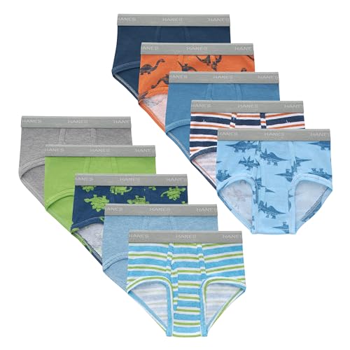 Hanes Boys' Brief Underwear, Cotton Underwear for Boys, No Ride-Up Briefs, 6 and 10 Packs