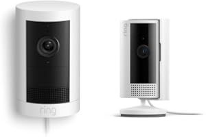 All-new Ring Outdoor Cam Plus Plug-In, White with Ring Indoor Cam, White