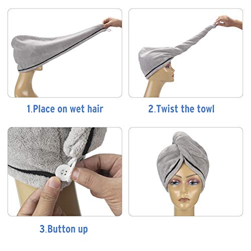 AmazerBath-3-Pack-Hair-Towel-Microfiber-Hair-Towel-Wrap-Rapid-Drying-Hair-Towels-for-Women-Magic-Hair-Drying-Towel-Super-Absorbent-Hair-Towel-Hat-Blue-Purple-Gray