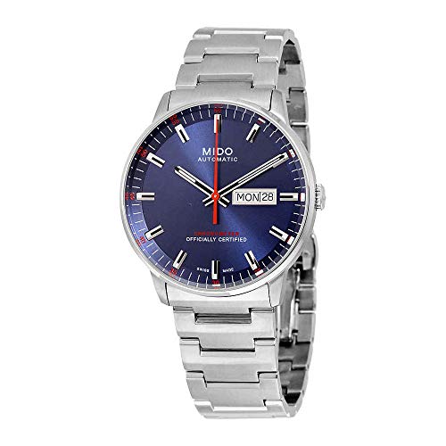 Mido M0214311104100 Commander Mens Watch - Blue Dial Stainless Steel Case Automatic Movement