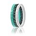 ROQ Silicone Wedding Ring For Women, Set of 4 Thin Stackable Silicone Rubber Wedding Bands - Turquoise, White, Black with Turquoise Glitter, Silver - Size 6