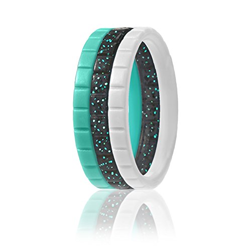 image for ROQ Silicone Wedding Ring For Women, Set of 4 Thin Stackable Silicone 