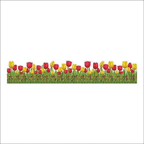 Pujishi New Fashion Tulip Flower Green Foie Gras Skirting Wall Stickers Living Room DIY 3D Wall Stickers Home Decoration Wall Stickers