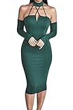 LOV ANNY Womens Halter Sexy Long Sleeves Bodycon Party Bandage Club Dresses