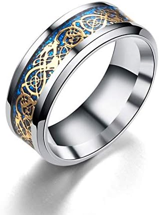 New Celtic Dragon Titanium Stainless Steel Men's Wedding Band Rings(Size 8)