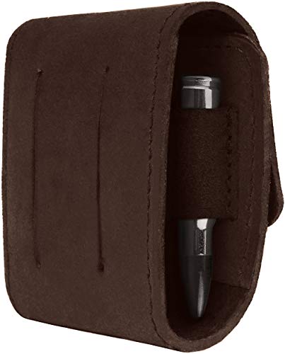 BronzeDog Genuine Leather Rifle Cartridge Holder Hunting Ammo Wallet Shotgun Shell Pouch .30-30 .308 .30-06 Caliber 5 Loops (Brown)