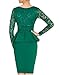 WOOSEA Women's V Neck Long Lace Sleeves Peplum Midi Cocktail Party Dress (Small, Green)