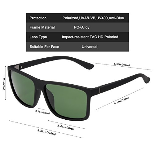 image for NIEEPA Men's Driving Sports Polarized Sunglasses Square Wayfarer Plast