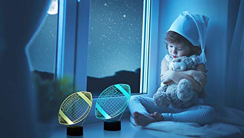 image for Rugby Football 3D Lamp Optical Illusion Night Light, Gawell 7 Color Ch