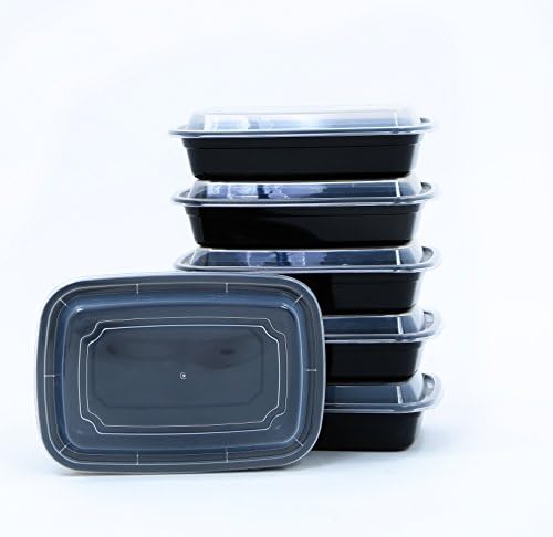 BlacWare [5 Pack] 28oz Meal Prep 1 Compartment Food Storage Containers Durable BPA Free Plastic Reusable Microwave &amp; Dishwasher Safe Airtight Lid Portion Control &amp; 21 Day Fix Weight Loss Fitness