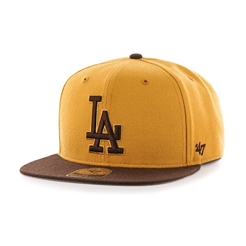 MLB Los Angeles Dodgers No Shot Two Tone '47 Captain Snapback Adjustable Hat, Wheat, One Size,Wheat