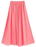 Beauty Girl Women Pure Color Stretched Waist Chiffon Long Skirts Flowy Half Dress